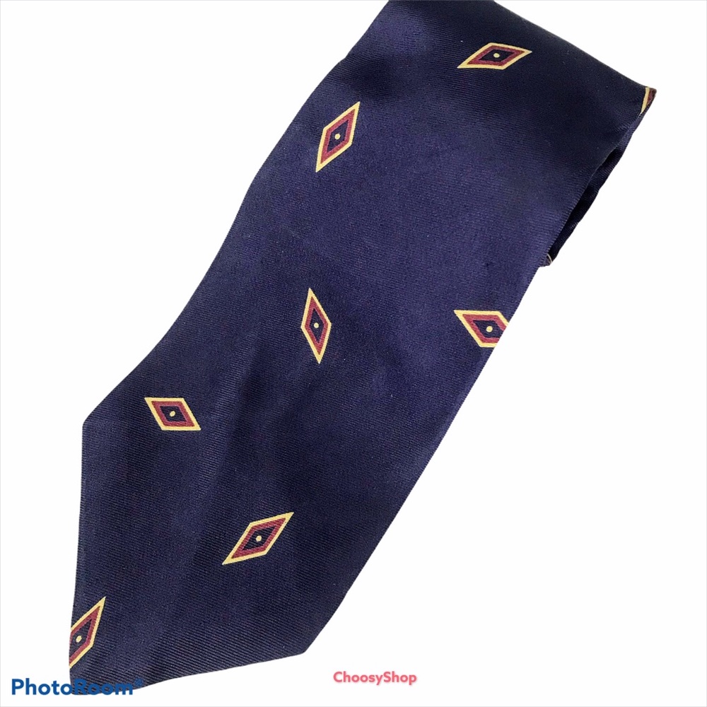 Calvin Klein Navy w/ Maroon Tan Accents Silk Tie